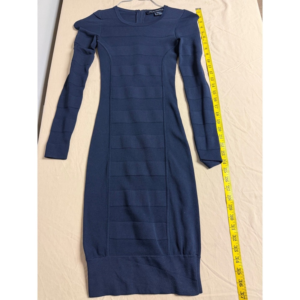 French Connection Navy Blue Bandage Long Sleeve Bodycon Mini Dress Size 2 - Picture 4 of 5